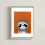 "Cute sloth " - Art Print in Papaya by Farinaz Vaseghi - Framed