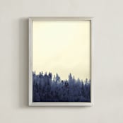 "Treeline 2, Coastal fog" - Art Print in Yellow Straw by Jacquelyn Sloane Siklos - Framed