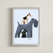 "Terrier Dogs" - Art Print in softest blue by Tracy Ann - Framed