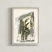 "Whispering Greens" - Art Print in Verdant Whisper Cream by Black Botanic - Framed