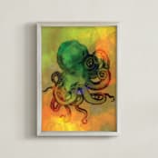 "Octochrome" - Art Print in Mossy by Lauren Enjeti - Framed