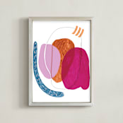 "Abstract Shape Study I" - Art Print in Funky Pink by Becca Robinson - Framed