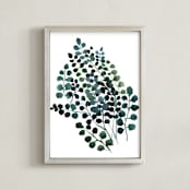 "Watercolor Botanical I Good Mornings" - Art Print in Emerald by Aspa Gika - Framed