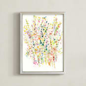 "Gathering Wildflowers" - Art Print in Goldenrod by Lindsay Megahed - Framed