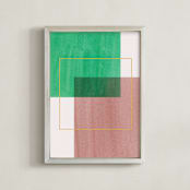 "Color Blocking I" - Art Print in Pink and Green by Yaling Hou Suzuki - Framed