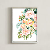"Abigail watercolor bouquet" - Art Print in Rose gold by Rosana Laiz Blursbyai - Framed