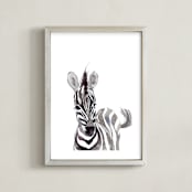 "Baby Animal Friends: Zebra" - Art Print in Zebra Black by Jieun K Rasband - Framed