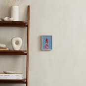 "Chicken Loves Flower" - Art Print in sky blue by Stick and Petal - In a Room
