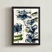 "Blue Mist No.3" - Art Print in Slate by Deborah Velasquez - Framed Canvas