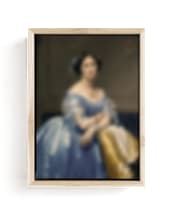 "Lady in Blue" - Art Print in azure by Claire - Framed Canvas