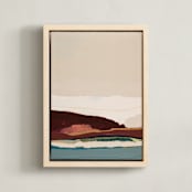 "Burgundy Seascape Diptych 1" - Art Print in Burgundy by Caryn Owen - Framed Canvas