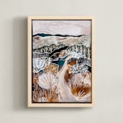 "A Silent Stroll" - Art Print in Rust by Sarah Fitzgerald - Framed Canvas