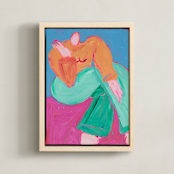"Secrets" - Art Print in Teal by Maran Ree Whiting - Framed Canvas