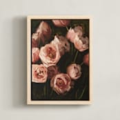 "Tiptoe Through the Tulips" - Art Print in Raspberry Tulip by Rachel Nelson - Framed Canvas