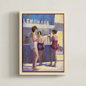 "Lemonade Stand" - Art Print in Dusty Violet by Marie Stone - Framed Canvas