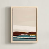 "Burgundy Seascape Diptych 2" - Art Print in Burgundy by Caryn Owen - Framed Canvas