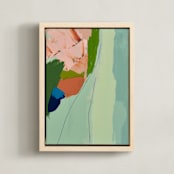 "The Harbor Diptych 1" - Art Print in Turquoise by Caryn Owen - Framed Canvas