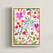 "Whimsical Flower Sketch" - Art Print in Rainbow by Stick and Petal - Framed Canvas