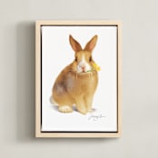 "Daisy Bunny" - Art Print in soft white by Tracy Ann - Framed Canvas