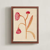 "Dream Garden Blooms 3" - Art Print in Crimson Red by Alisa Galitsyna - Framed Canvas