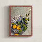 "Lemons on a Plate" - Art Print in Golden by Wendy Keller - Framed Canvas