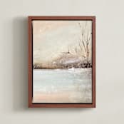 "Winter Walk 2" - Art Print in Peach by Lindsay Megahed - Framed Canvas