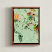 "Fleeting Roses, Autumn" - Art Print in Sage Green by Sonal Nathwani - Framed Canvas