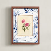 "Toile Blooms 1" - Art Print in Vanilla by Teju Reval - Framed Canvas
