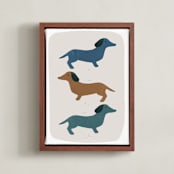 "Dachshund Parade" - Art Print in Earth by Maja Cunningham - Framed Canvas
