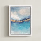 "Edge of this World" - Art Print in Blue Escape by Julia Contacessi - Framed Canvas