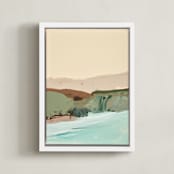 "Muted Seascape Diptych II" - Art Print in Cream by Caryn Owen - Framed Canvas