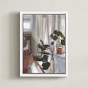 "Morning, Sleepyhead" - Art Print in Lavender Gray by Khara Ledonne - Framed Canvas