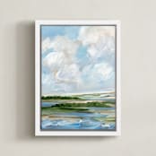"Fresh Perspective" - Art Print in Sky Blue by Nicole Walsh - Framed Canvas
