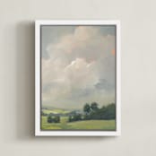 "Rosy Tomorrow II" - Art Print in Grey Blue by Stephanie Goos Johnson - Framed Canvas