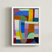 "Color Rhythm: Beach Blanket" - Art Print in Candy by Poppy Dodge - Framed Canvas