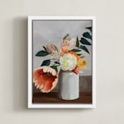 "Peach Poppy" - Art Print in Stone by Jenny Westenhofer - Framed Canvas