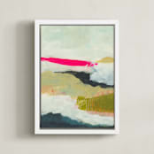 "Pink Horizons - Hope" - Art Print in Aqua Blue-green by Karyn Denten - Framed Canvas