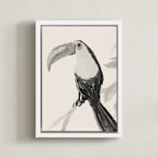 "Tropical Birds II" - Art Print in Sand by Teju Reval - Framed Canvas