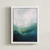 "Jewel Basin" - Art Print in Deep Teal by Mya Bessette - Framed Canvas
