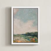 "Flower Meadow 2" - Art Print in Grass Green by Wendy Keller - Framed Canvas