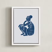 "grandmere" - Art Print in Indigo by Maja Cunningham - Framed Canvas