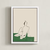 "Figure on Green" - Art Print in Verdant Emerald by Annie Clark - Framed Canvas