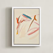 "Tropical Views 1" - Art Print in Cream and Multicolor by Caryn Owen - Framed Canvas