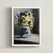 "A Floral Mood" - Art Print in Dandelion by Jen Florentine - Framed Canvas