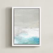 "Kissing The Shore II" - Art Print in Seafoam by Jenny Partrite - Framed Canvas