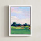 "Berkshires Bound" - Art Print in Grass Green by sue prue - Framed Canvas