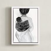 "Mother Guardian" - Art Print in Charcoal by Akweley Creative - Framed Canvas