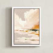 "Lulu's Landing" - Art Print in Pale Peach by Katy Abraham - Framed Canvas