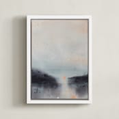 "Canal at Sunrise" - Art Print in Sea Mist by Christa Kimble - Framed Canvas