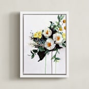 "White Flowers" - Art Print in Poppy by Kirsta Benedetti - Framed Canvas